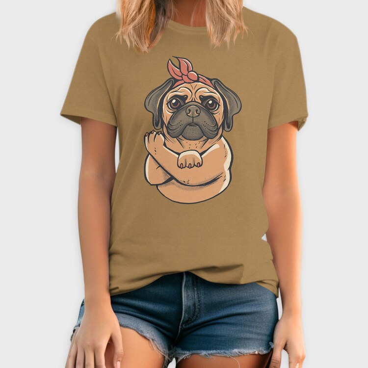 Pug Strong Woman, Tricou Barbati (Unisex)