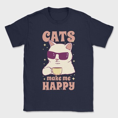 Cats Make Me Happy Coffee, Tricou Barbati (Unisex)