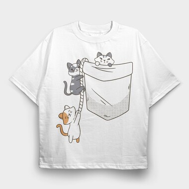 Cats Pocket, Tricou Oversize Barbati (Unisex)