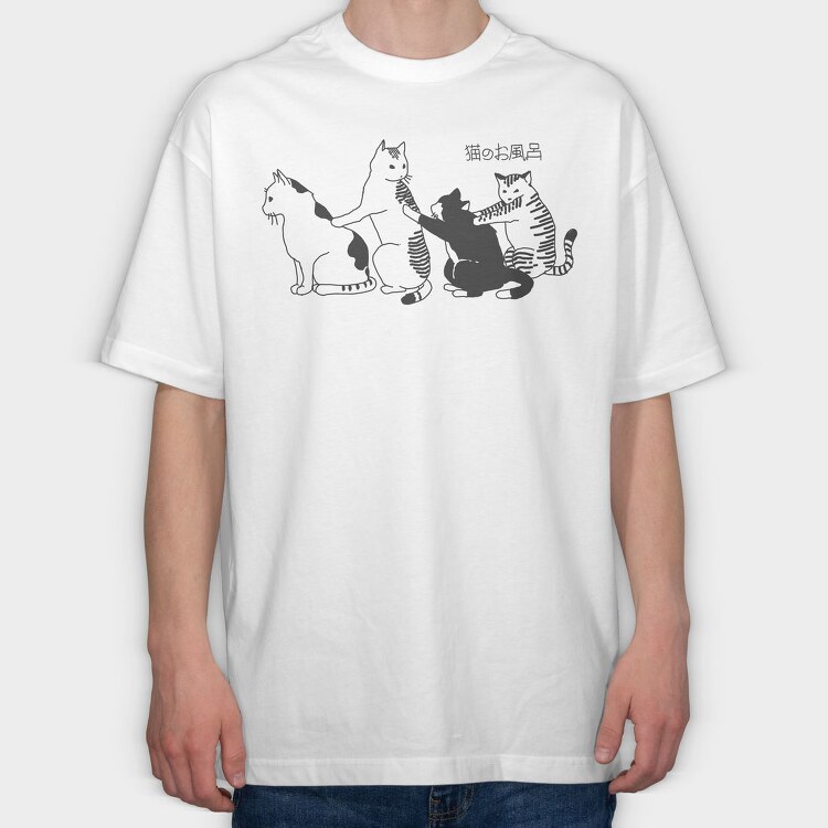 Cats Japanese Bath, Tricou Oversize Barbati (Unisex)