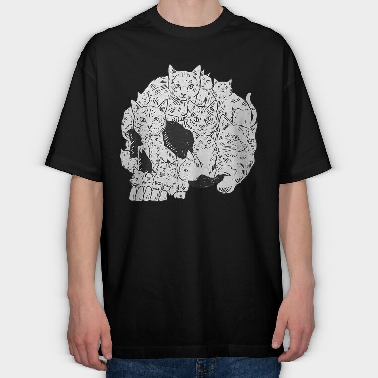 Cats Skull, Tricou Oversize Barbati (Unisex)