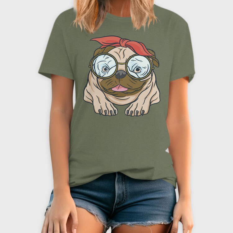 Pug With Glasses, Tricou Barbati (Unisex)