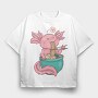 Axolotl Eating Ramen Happy, Tricou Oversize Barbati (Unisex)