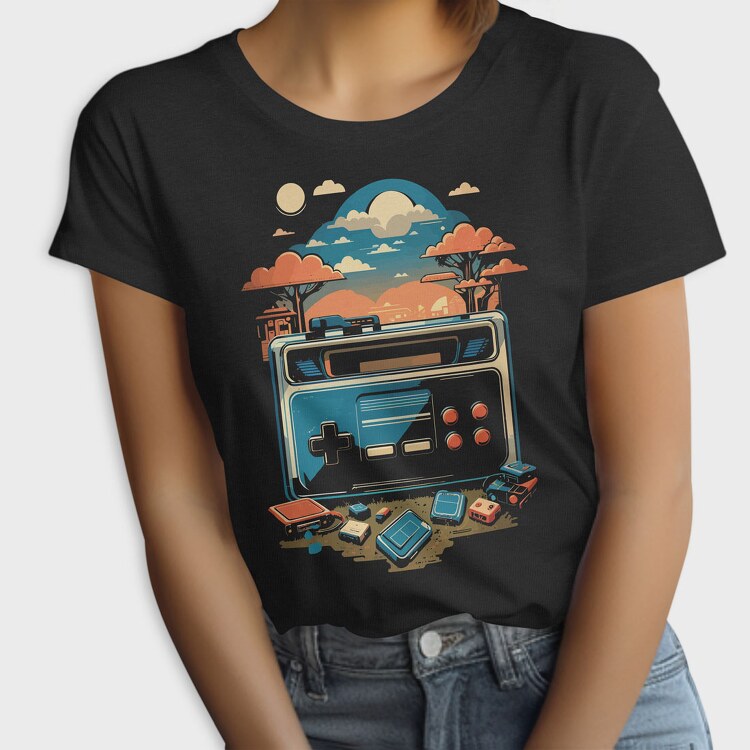 Retro Joystick Landscape, Tricou Femei