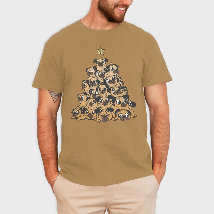 Pugs Christmas Tree, Tricou Barbati (Unisex)