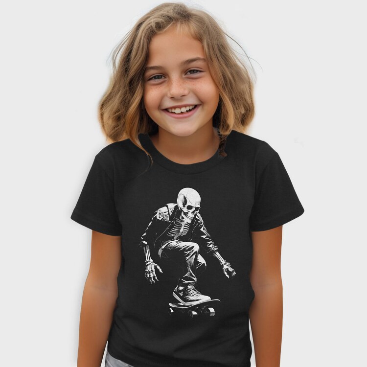 Skeleton Skater Monochrome, Tricou Copii