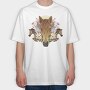 Floral Horses Collage Geometry, Tricou Oversize Barbati (Unisex)