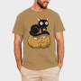 Pumpkin and Cute Black Cat, Tricou Barbati (Unisex)