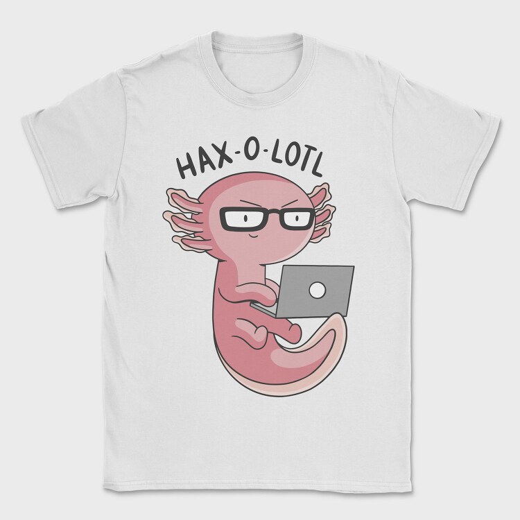 Axolotl Hacker With Computer Haxolotl, Tricou Barbati (Unisex)