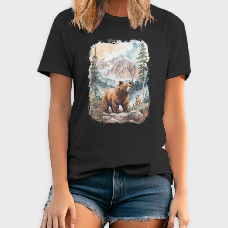 Bear Watercolor Forest, Tricou Barbati (Unisex)