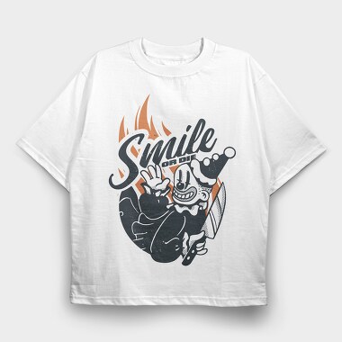 Clown Smile or Die, Tricou Oversize Barbati (Unisex)