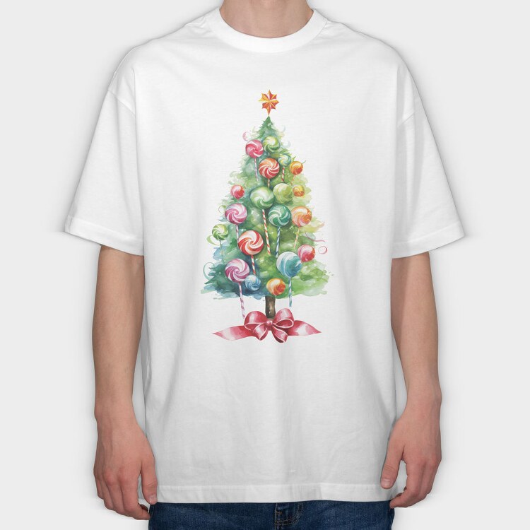 Candy Christmas Tree, Tricou Oversize Barbati (Unisex)