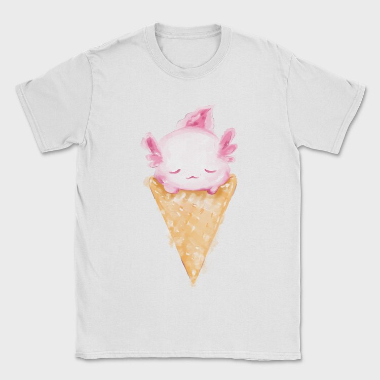 Axolotl Ice Cream Watercolor, Tricou Barbati (Unisex)