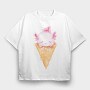 Axolotl Ice Cream Watercolor, Tricou Oversize Barbati (Unisex)