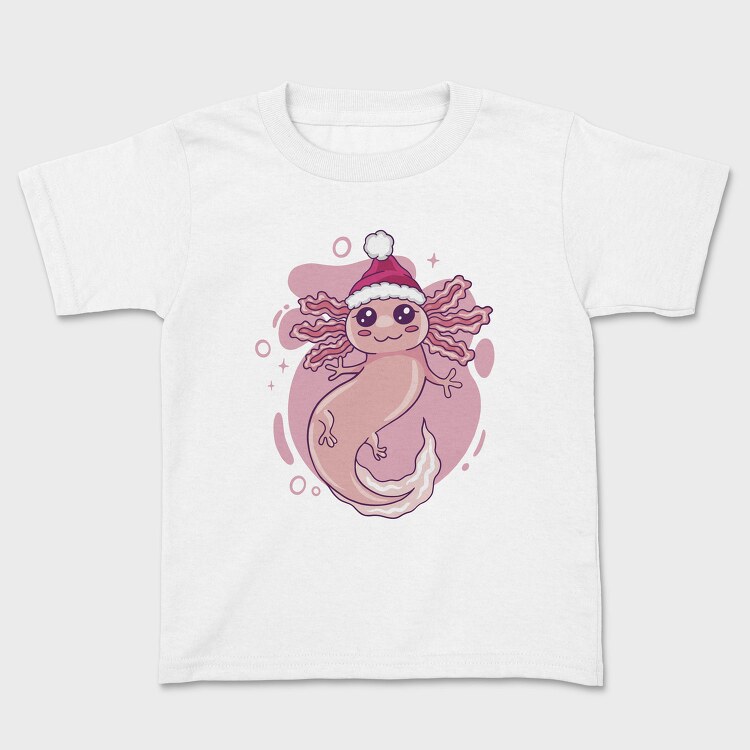 Axolotl In Christmas Hat, Tricou Copii