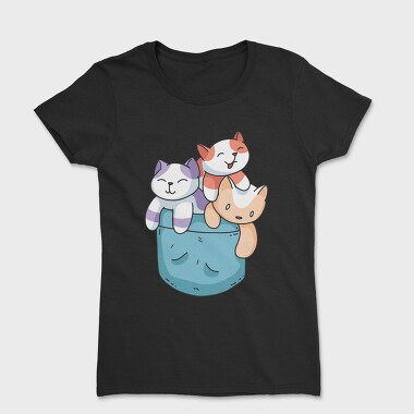 Colored Cats Pocket, Tricou Femei