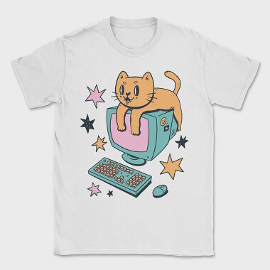 Computer Cat, Tricou Barbati (Unisex)