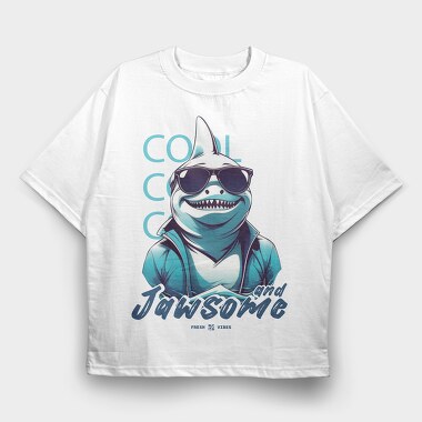 Cool Shark, Tricou Oversize Barbati (Unisex)