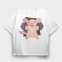 Axolotl Lifting Weights, Tricou Oversize Barbati (Unisex)