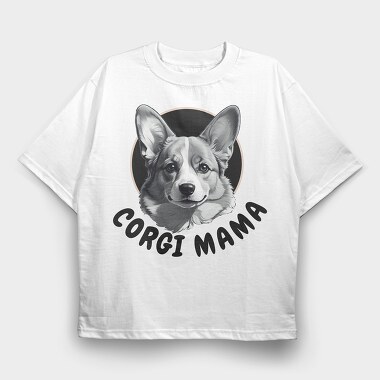 Corgi Mama, Tricou Oversize Barbati (Unisex)