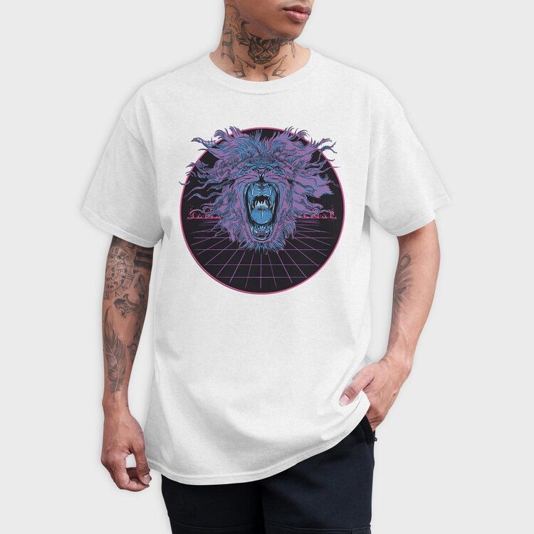 Lion Vaporwave, Tricou Barbati (Unisex)