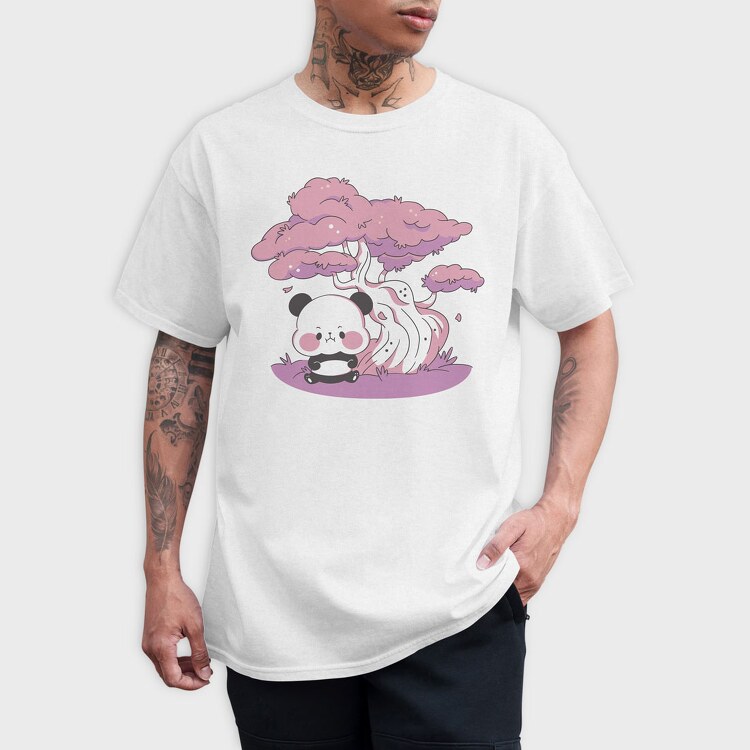 Panda Sakura Kawaii, Tricou Barbati (Unisex)