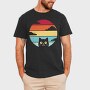 Retro Sunset Cat Funny, Tricou Barbati (Unisex)
