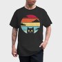 Retro Sunset Cat Funny, Tricou Barbati (Unisex)
