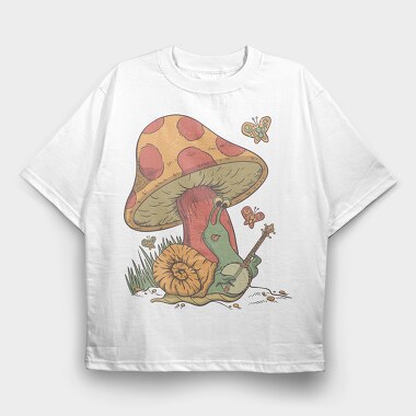Cottagecore Snail, Tricou Oversize Barbati (Unisex)