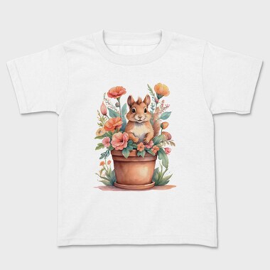 Cottagecore Watercolor Squirrel, Tricou Copii