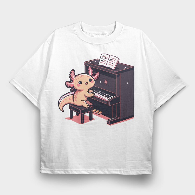Axolotl Pianist, Tricou Oversize Barbati (Unisex)