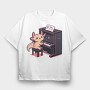 Axolotl Pianist, Tricou Oversize Barbati (Unisex)