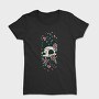 Floral Cat Skull Flowers, Tricou Femei