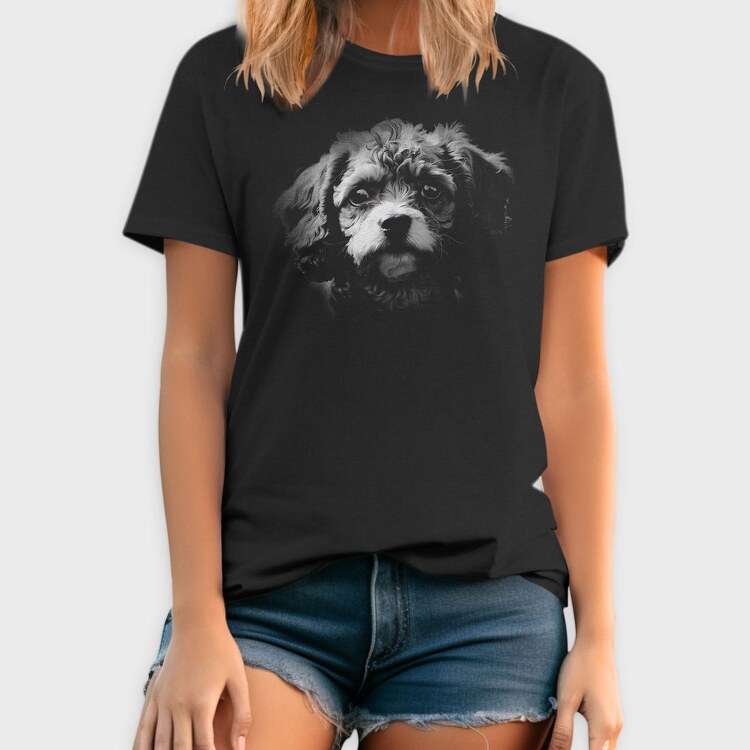 Cavapoo Dog Monochrome, Tricou Barbati (Unisex)