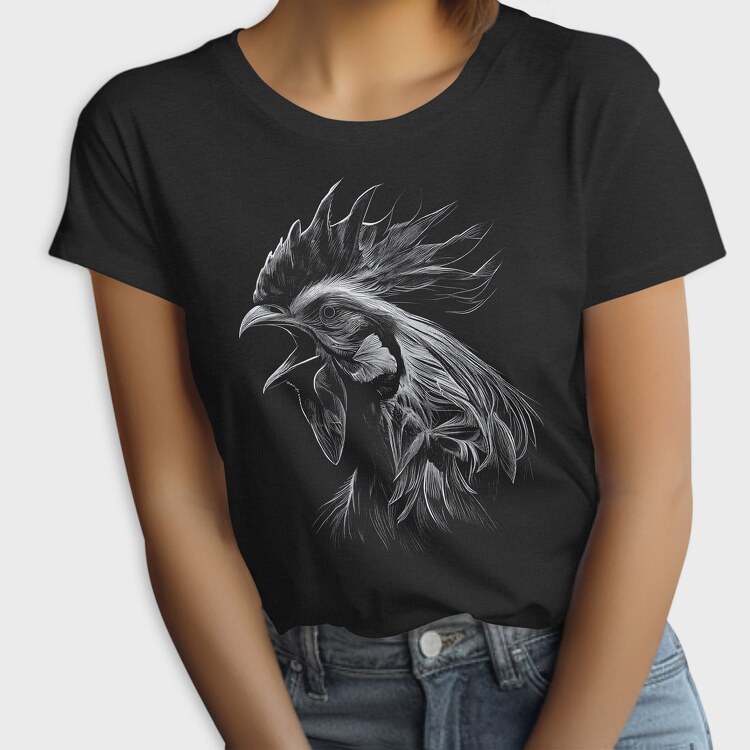 Rooster Head Monochrome, Tricou Femei
