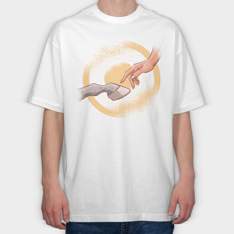 Girls Hand And Horse Touching, Tricou Oversize Barbati (Unisex)