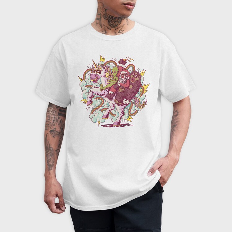Unicorn Santa Aliens Sasquatch, Tricou Barbati (Unisex)
