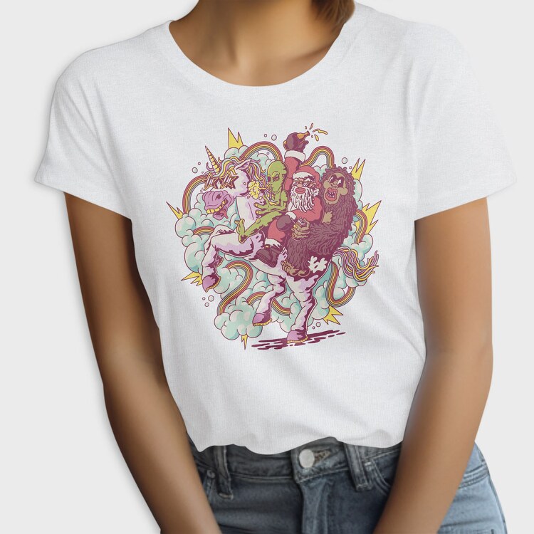 Unicorn Santa Aliens Sasquatch, Tricou Femei