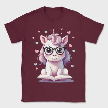 Cute Unicorn Reading, Tricou Barbati (Unisex)