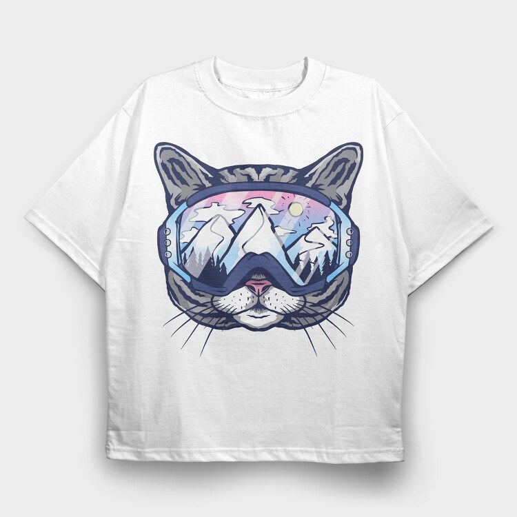 Cat Ski Glasses Skii, Tricou Oversize Barbati (Unisex)