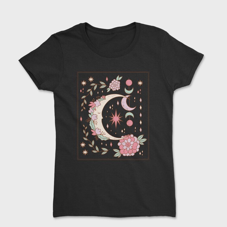Floral Ornamental Moon Decoration, Tricou Femei