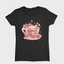 Floral Cup Of Tea Pink Kawaii, Tricou Femei
