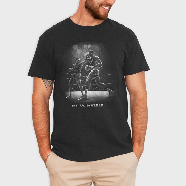 Boxing Monochrome Fighter, Tricou Barbati (Unisex)