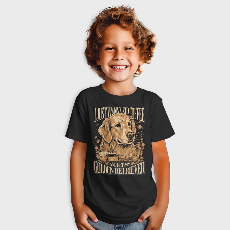 Just Wanna Sip Coffee Golden, Tricou Copii