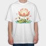 Flower And Frog Lotus, Tricou Oversize Barbati (Unisex)