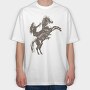 Girl Equitation Horse Two Feet, Tricou Oversize Barbati (Unisex)