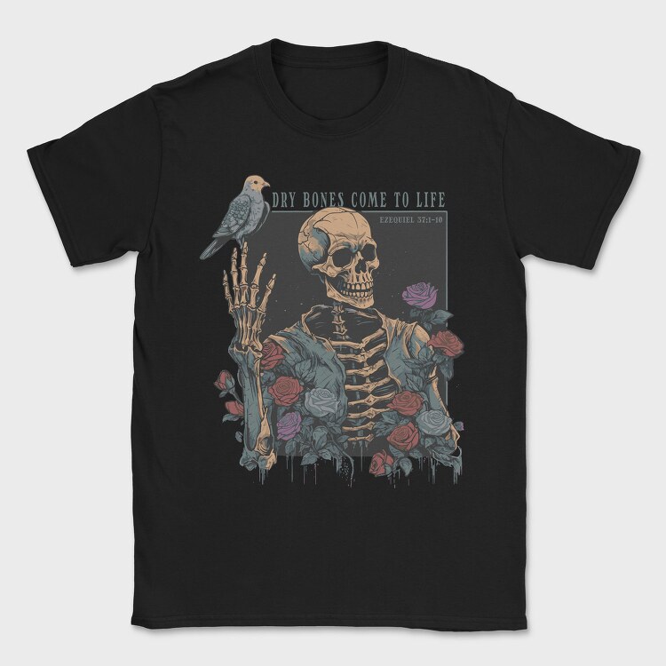 Floral Skeleton With A Bird Dove Life, Tricou Barbati (Unisex)