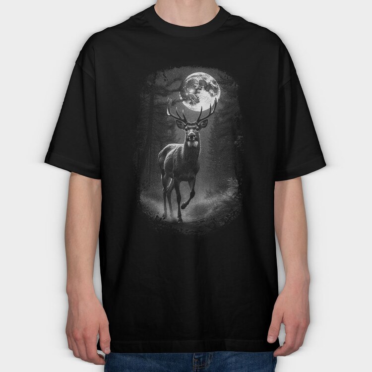 Deer Monochrome, Tricou Oversize Barbati (Unisex)