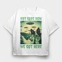Dog and Cat Ufo, Tricou Oversize Barbati (Unisex)