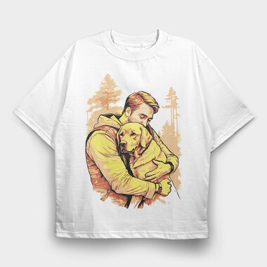 Dog and Man Hug, Tricou Oversize Barbati (Unisex)